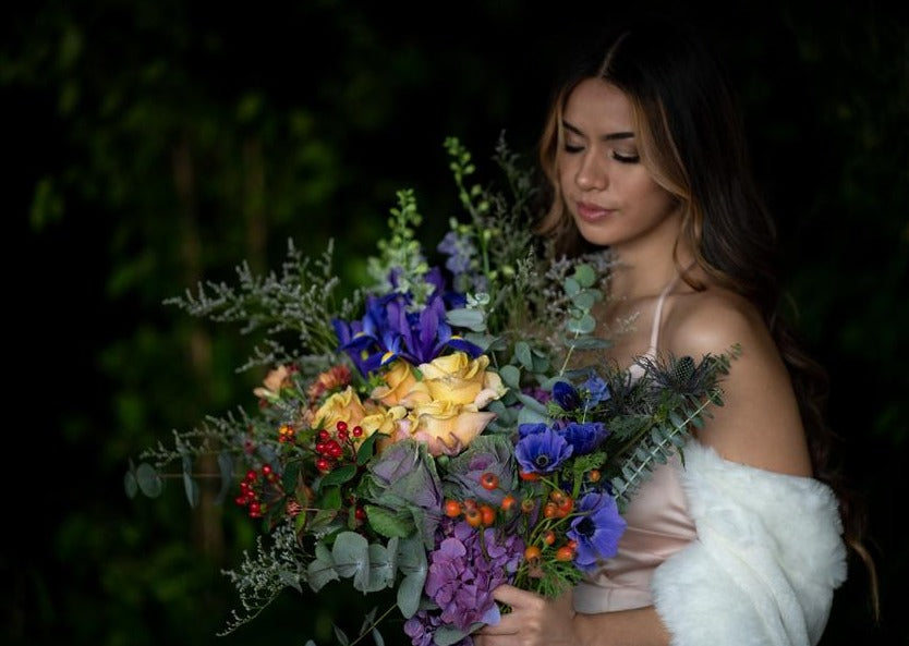 Model with Brights "Unconditional Love" bouquet