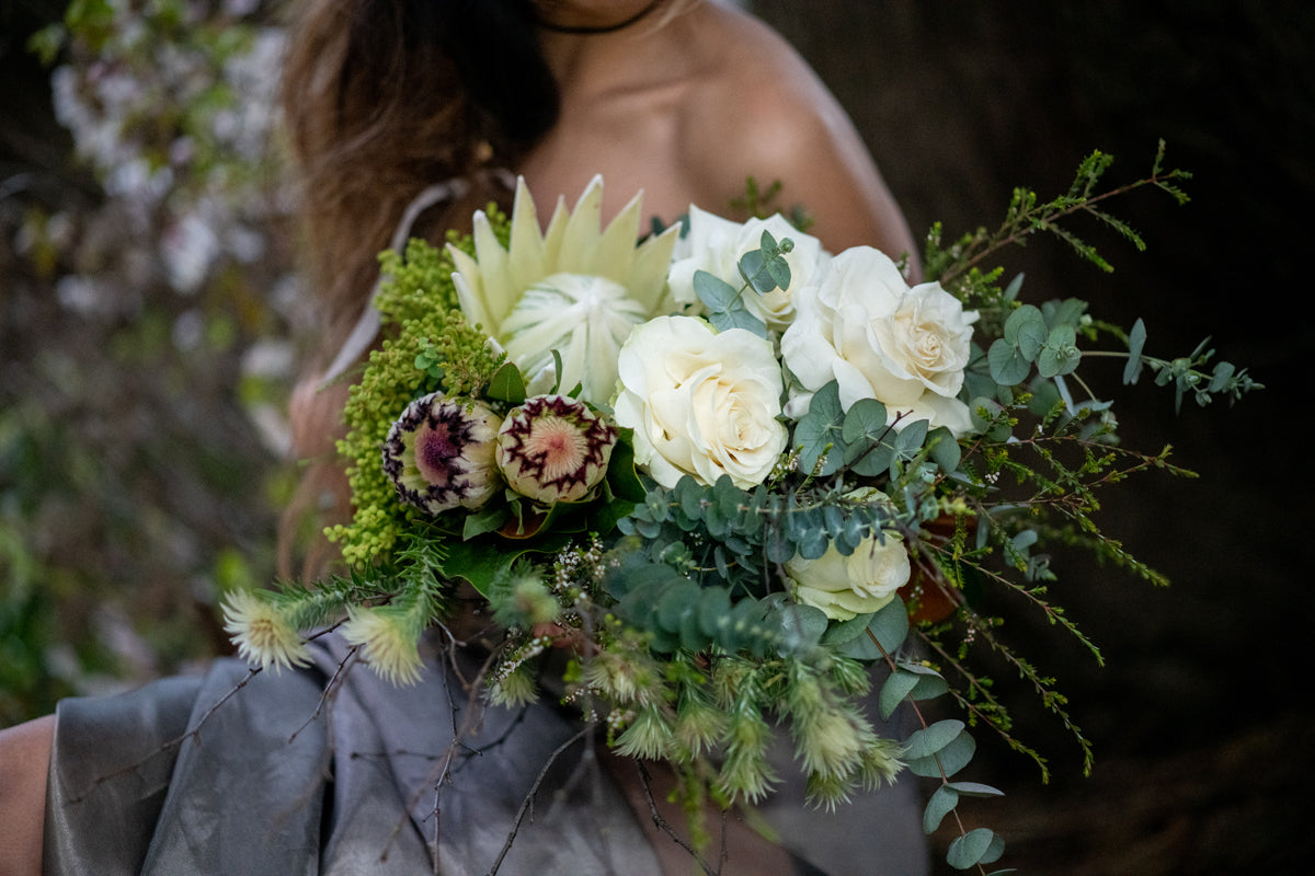 Close up of Unconditional Love bouquet pictured in Vintage White.
