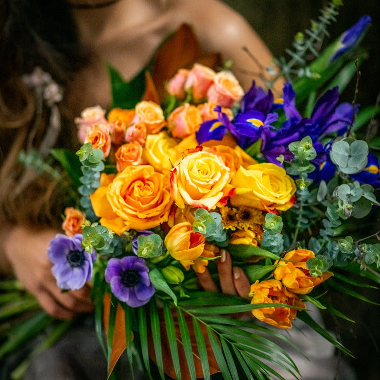 Close up of Unconditional Love bouquet pictured in Bright pops of colour.