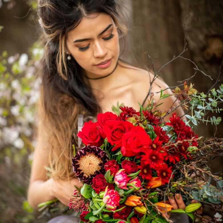 Unconditional Love bouquet pictured in Red tones.