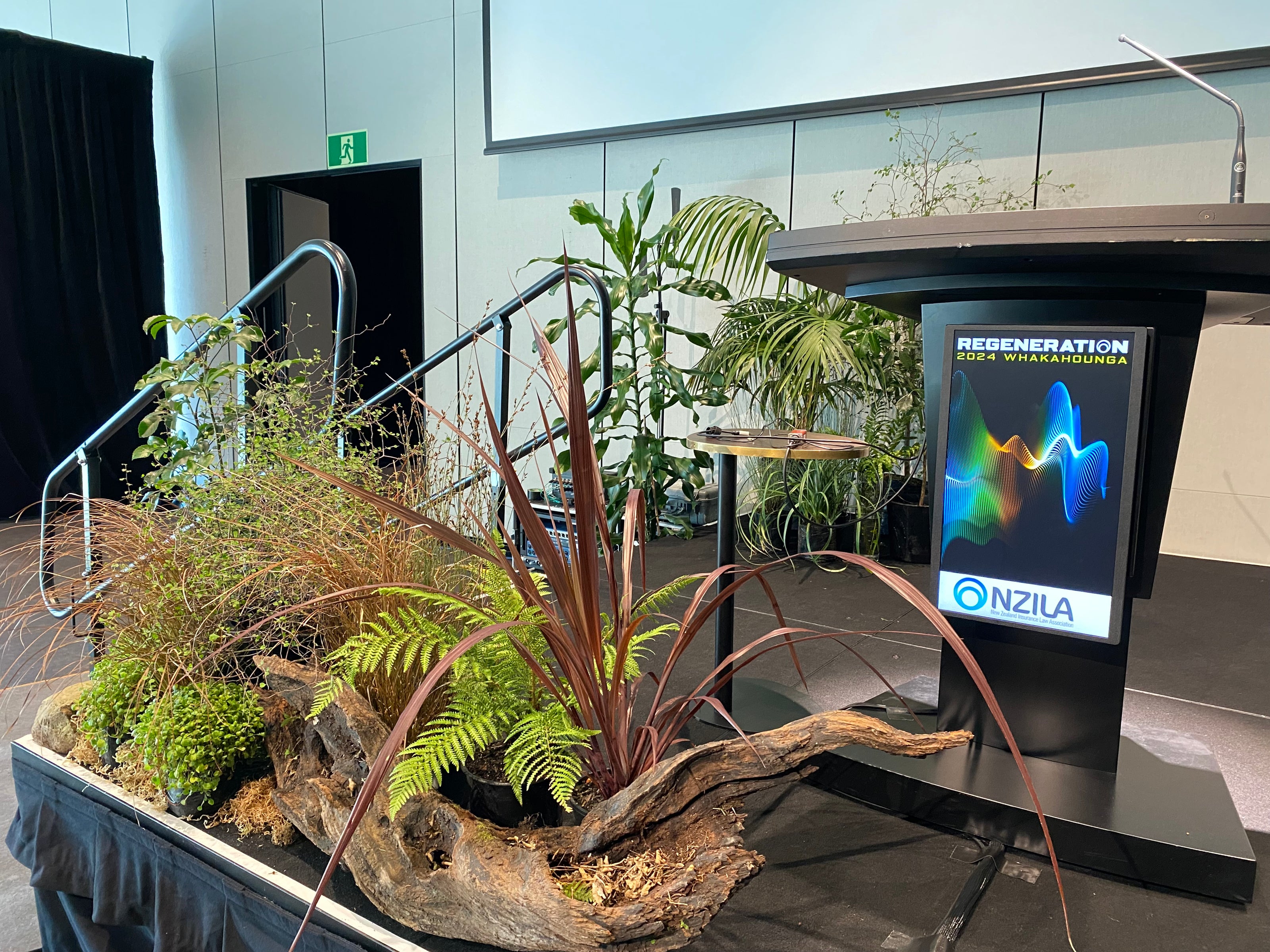 Native plant hire and styling for stage for Convention at Te Pae, Christchurch Convention Center