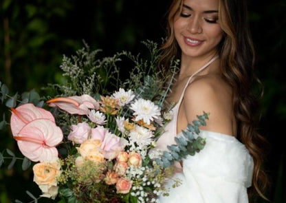 Model with Pastels "Unconditional Love" bouquet